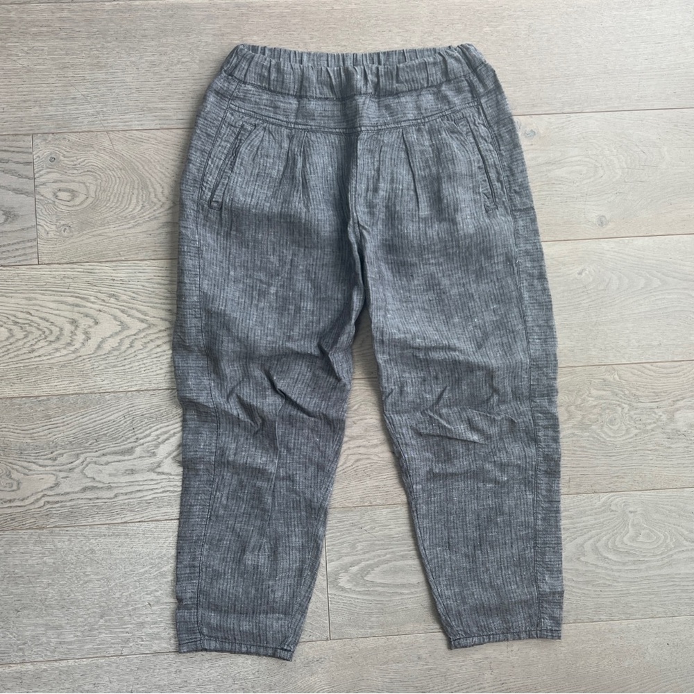Hei Hei Anthropologie Elastic Waist Linen Crop Ankle Pants in Gray Size XXS